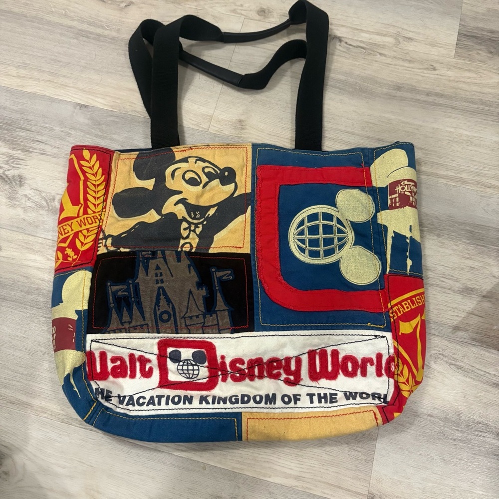 Vintage Walt Disney World The Vacation Kingdom of the World Patchwork Tote Bag - Picture 2 of 6